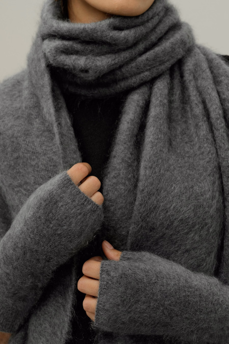 Gants sans doigts en cachemire brossé