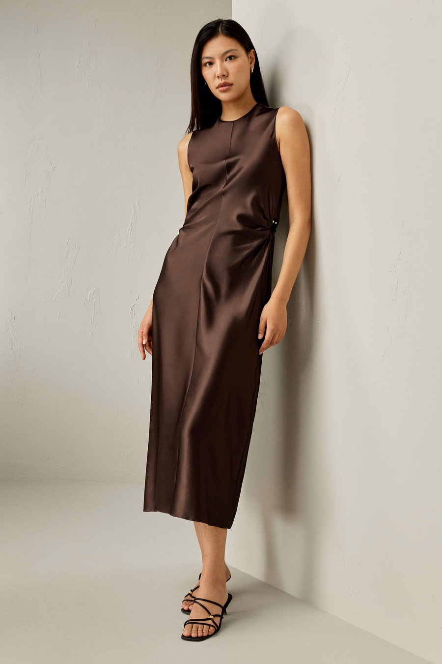 Robe en Soie A-ligne sans Manches