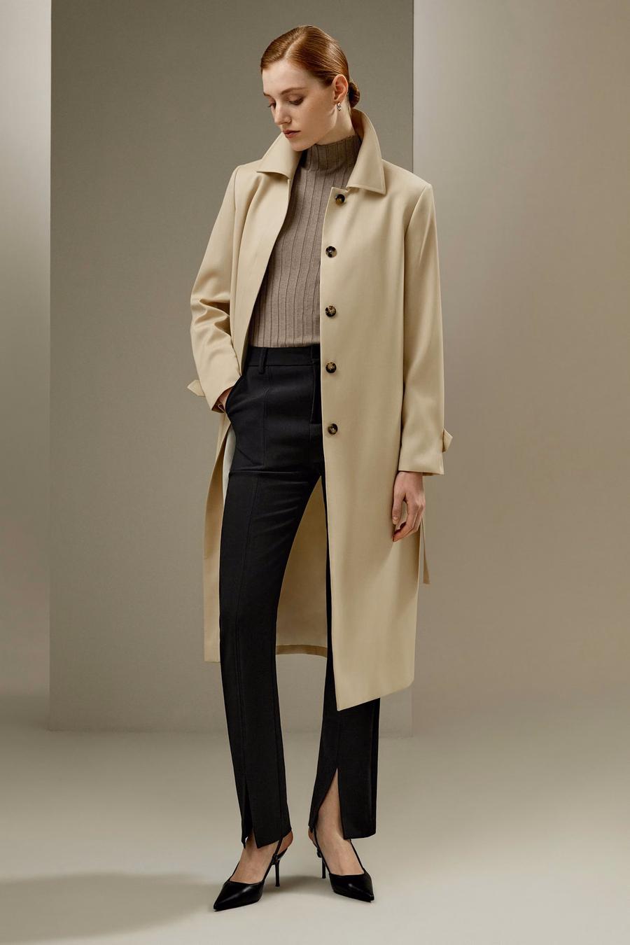 Manteau trench classique résistant à l'eau