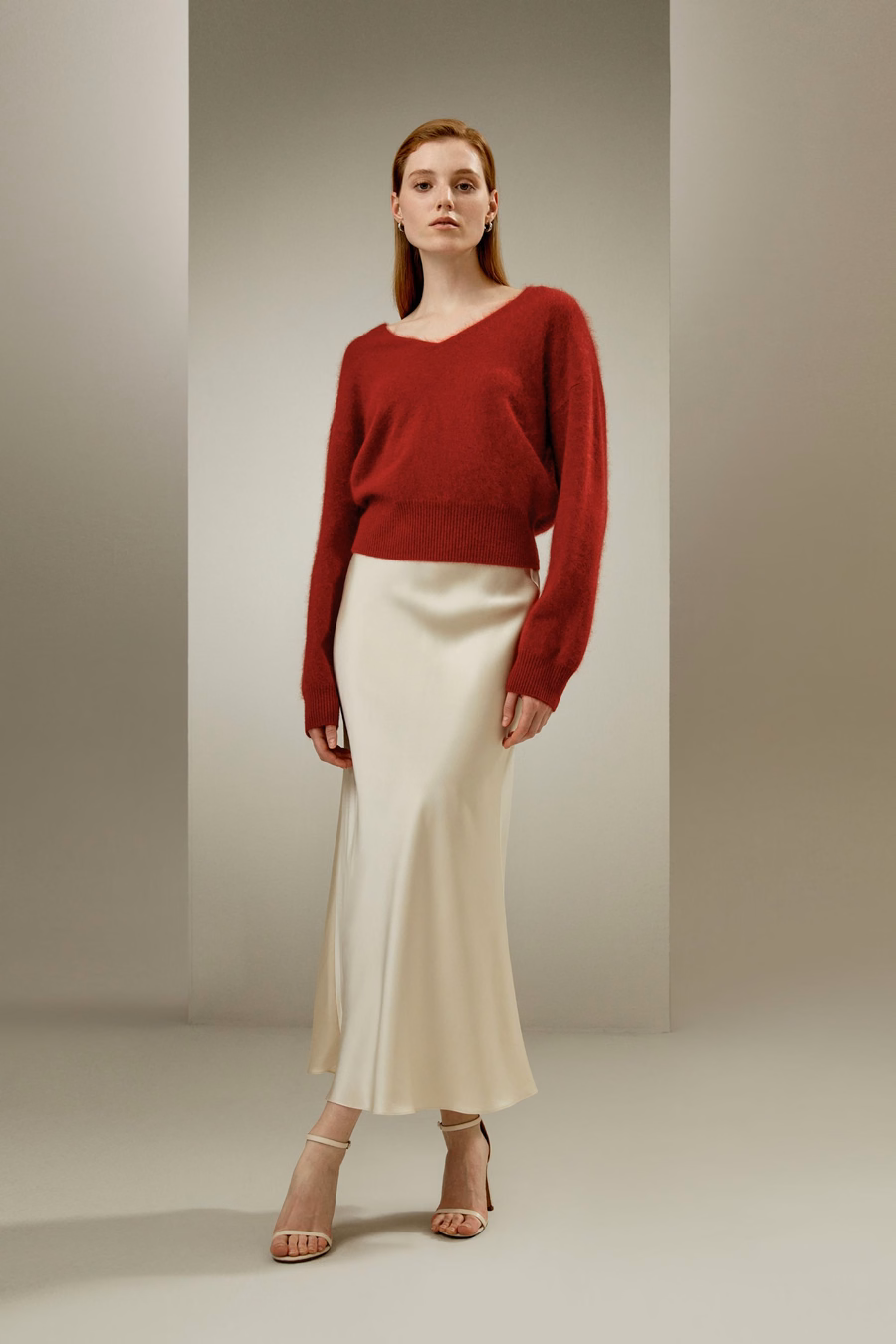 Jupe maxi en soie avec ourlet évasé