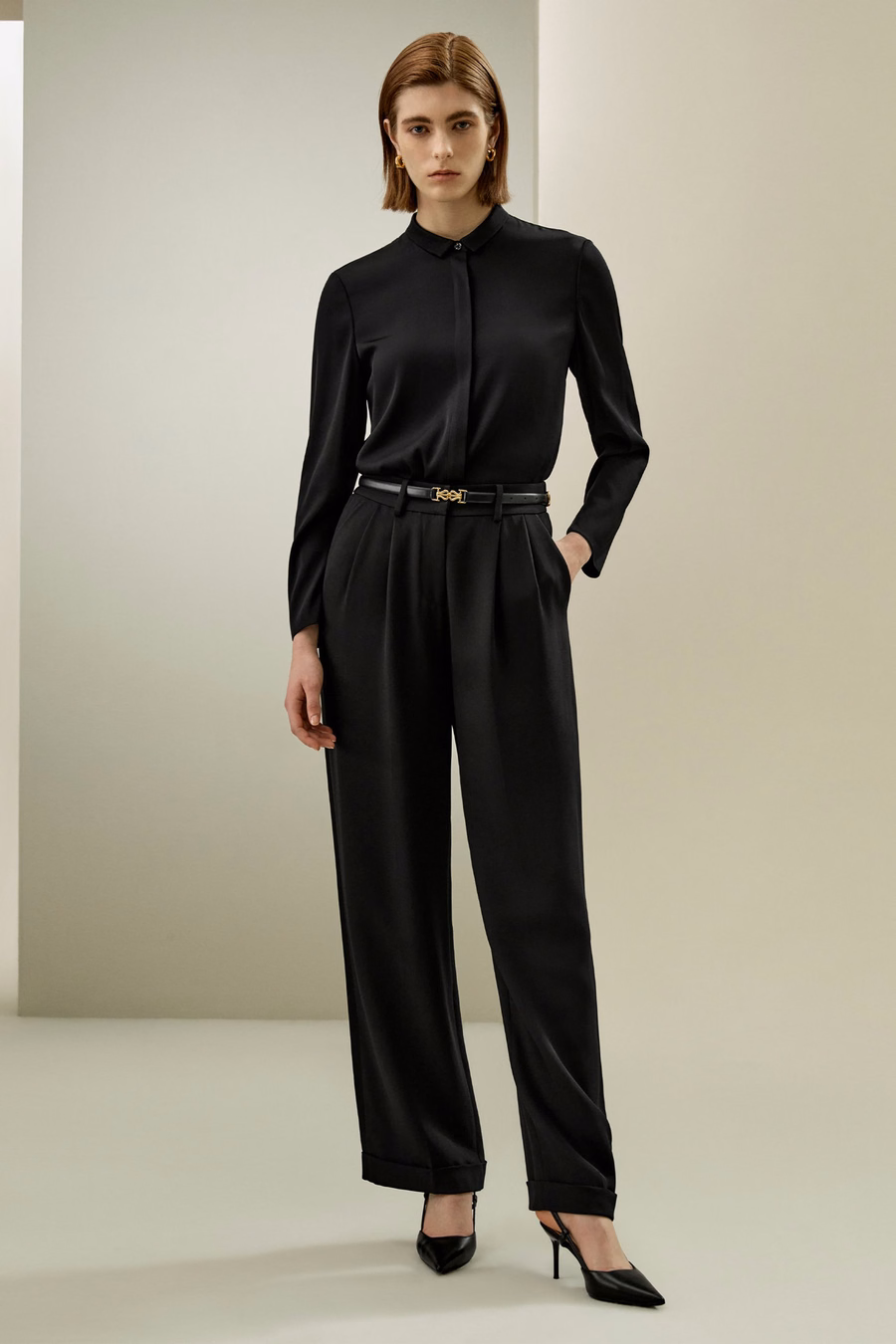 Chemise en soie à col classique