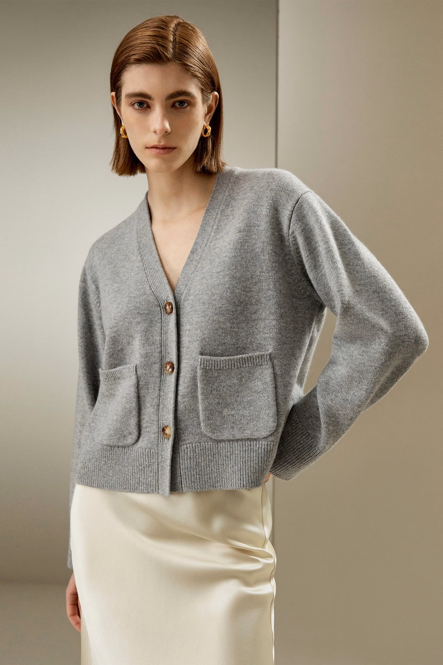 Gilet en mélange de laine et cachemire court