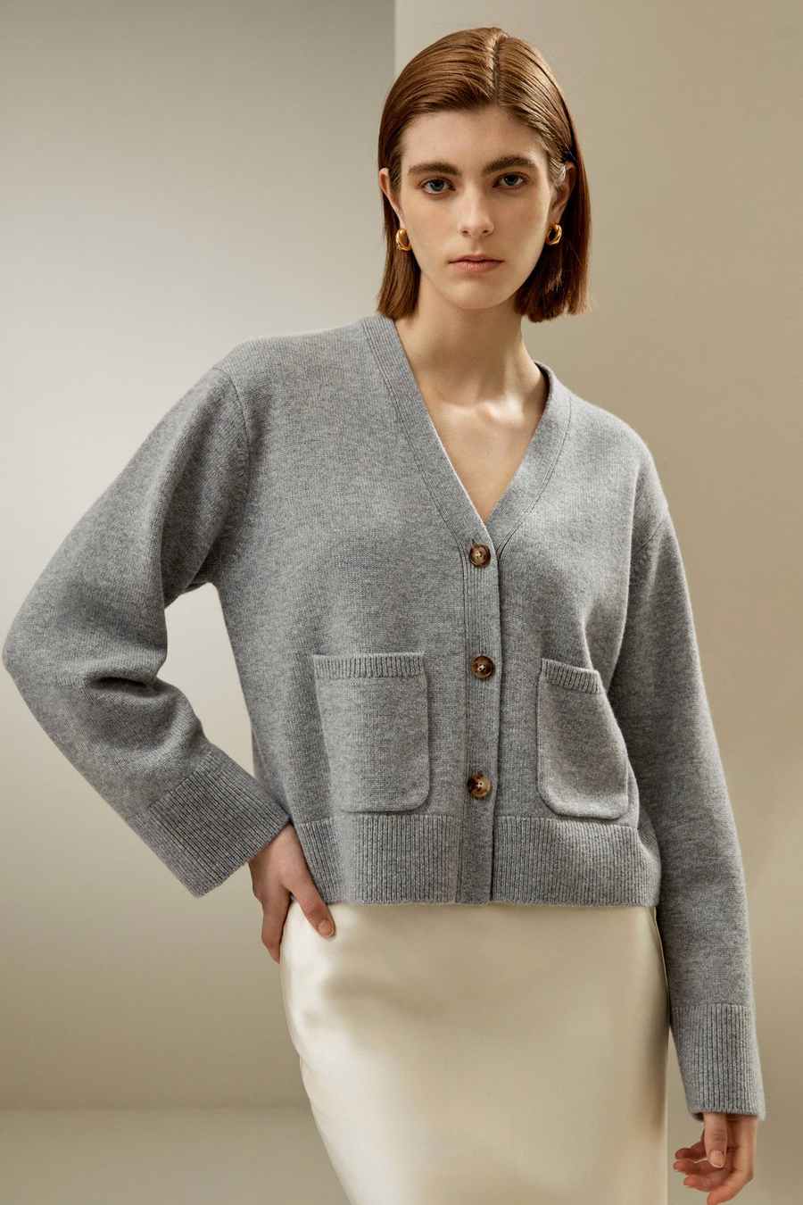 Gilet en mélange de laine et cachemire court