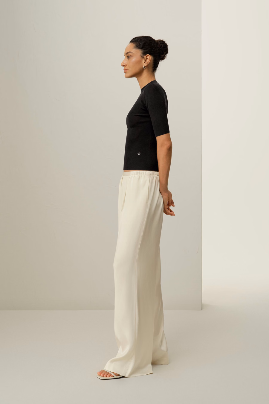 Pantalon en Charmeuse de Soie Double-Face