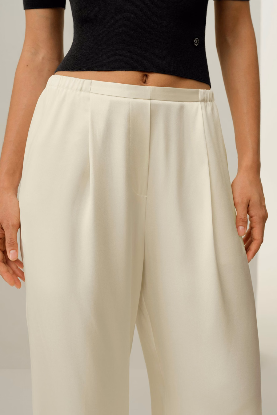 Pantalon en Charmeuse de Soie Double-Face