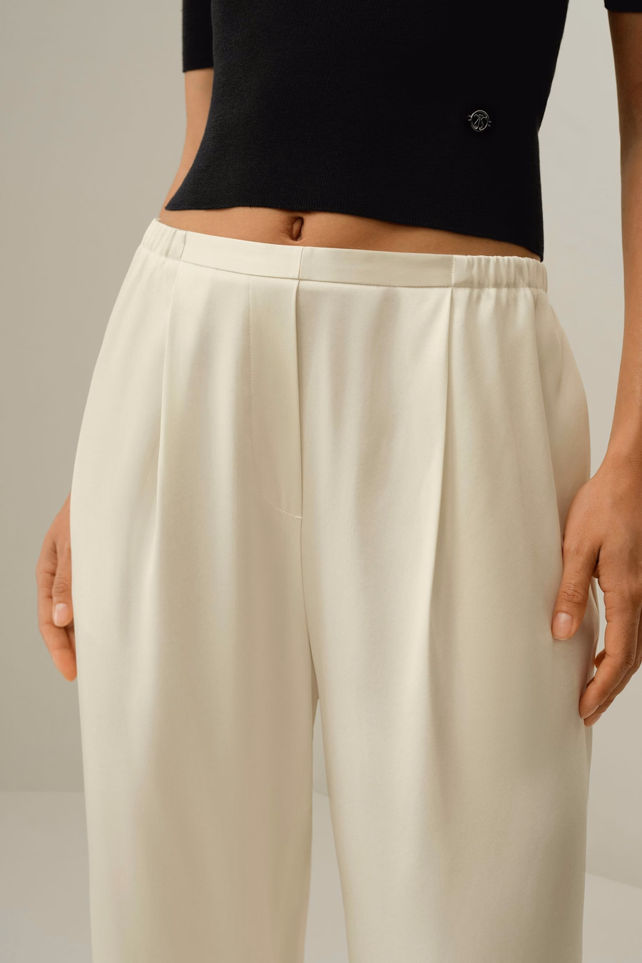 Pantalon en Charmeuse de Soie Double-Face