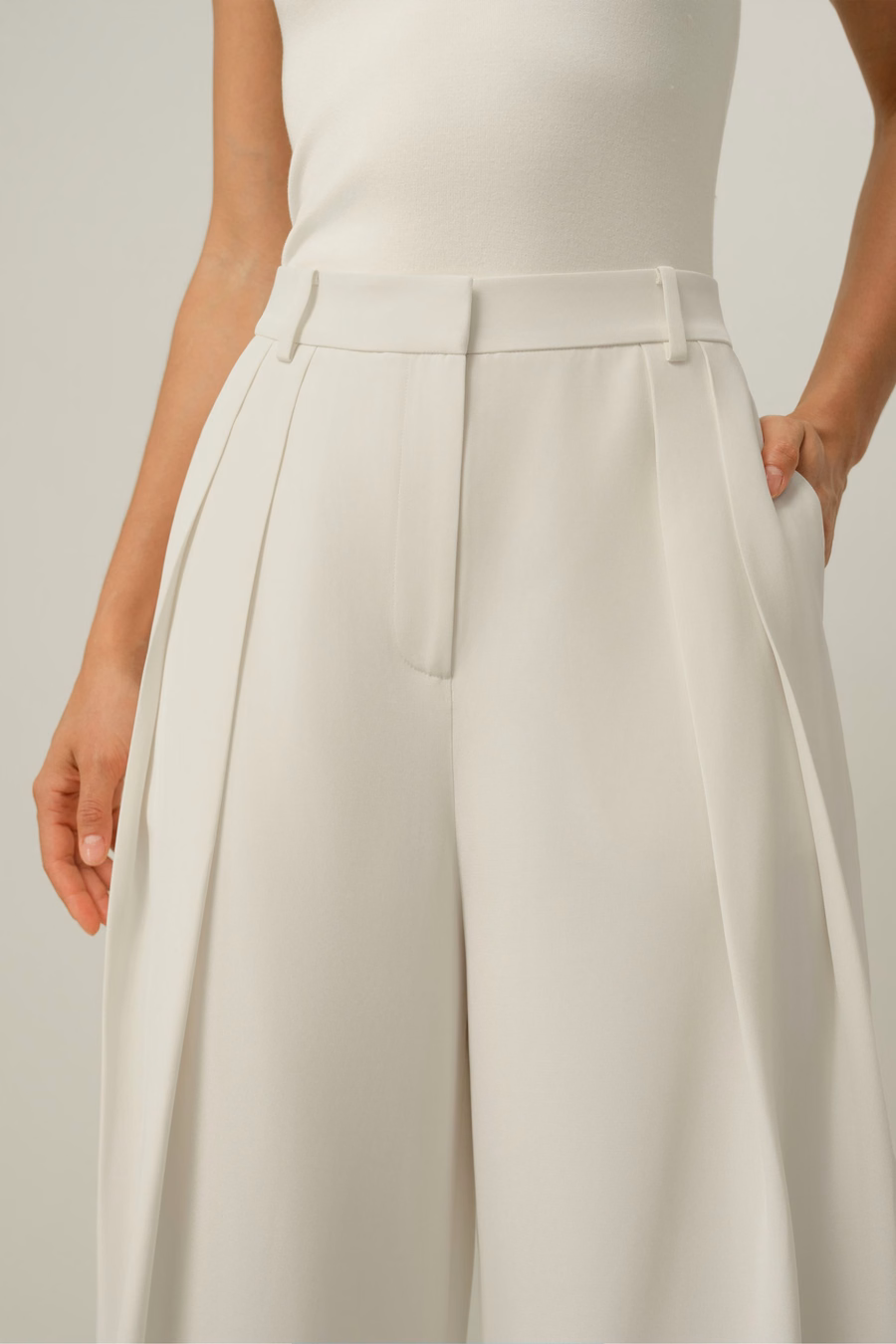 Pantalon large en crêpe de soie