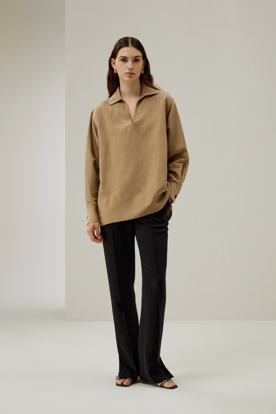 Chemise Oversize en Mélange Soie-Lin