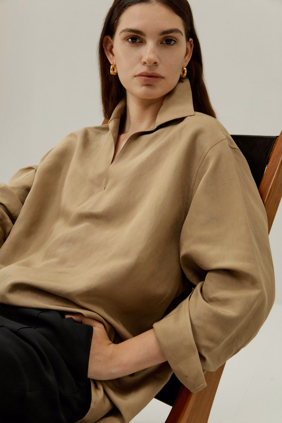 Chemise Oversize en Mélange Soie-Lin
