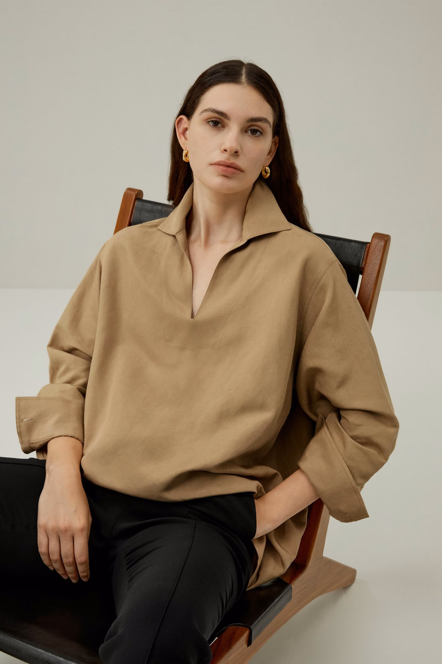 Chemise Oversize en Mélange Soie-Lin