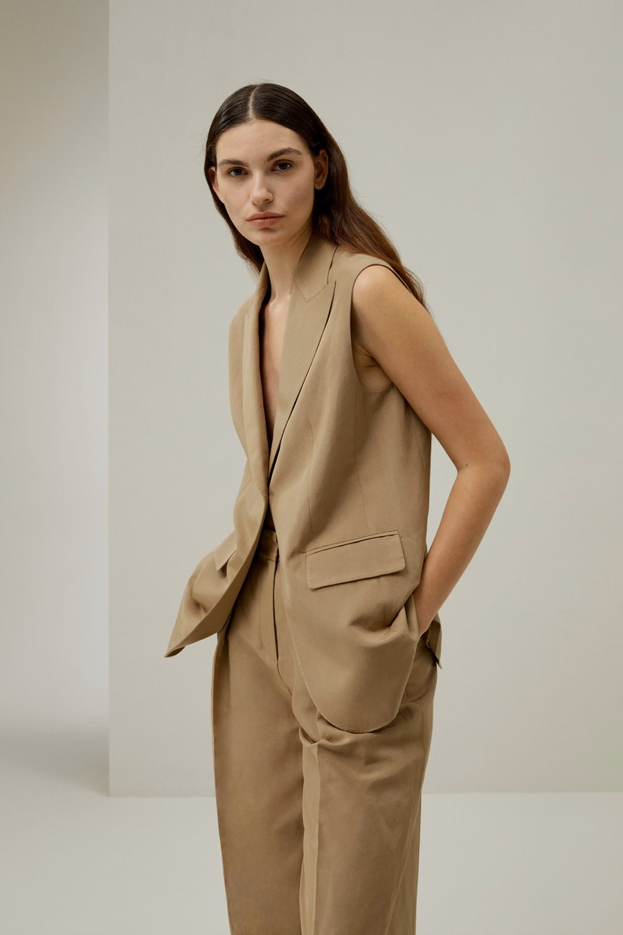 Blazer sans manches à bouton unique