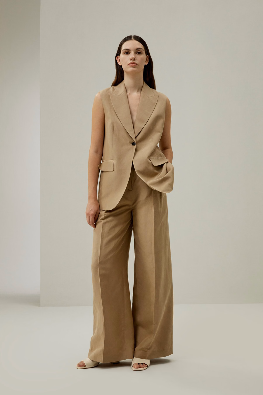 Blazer sans manches à bouton unique