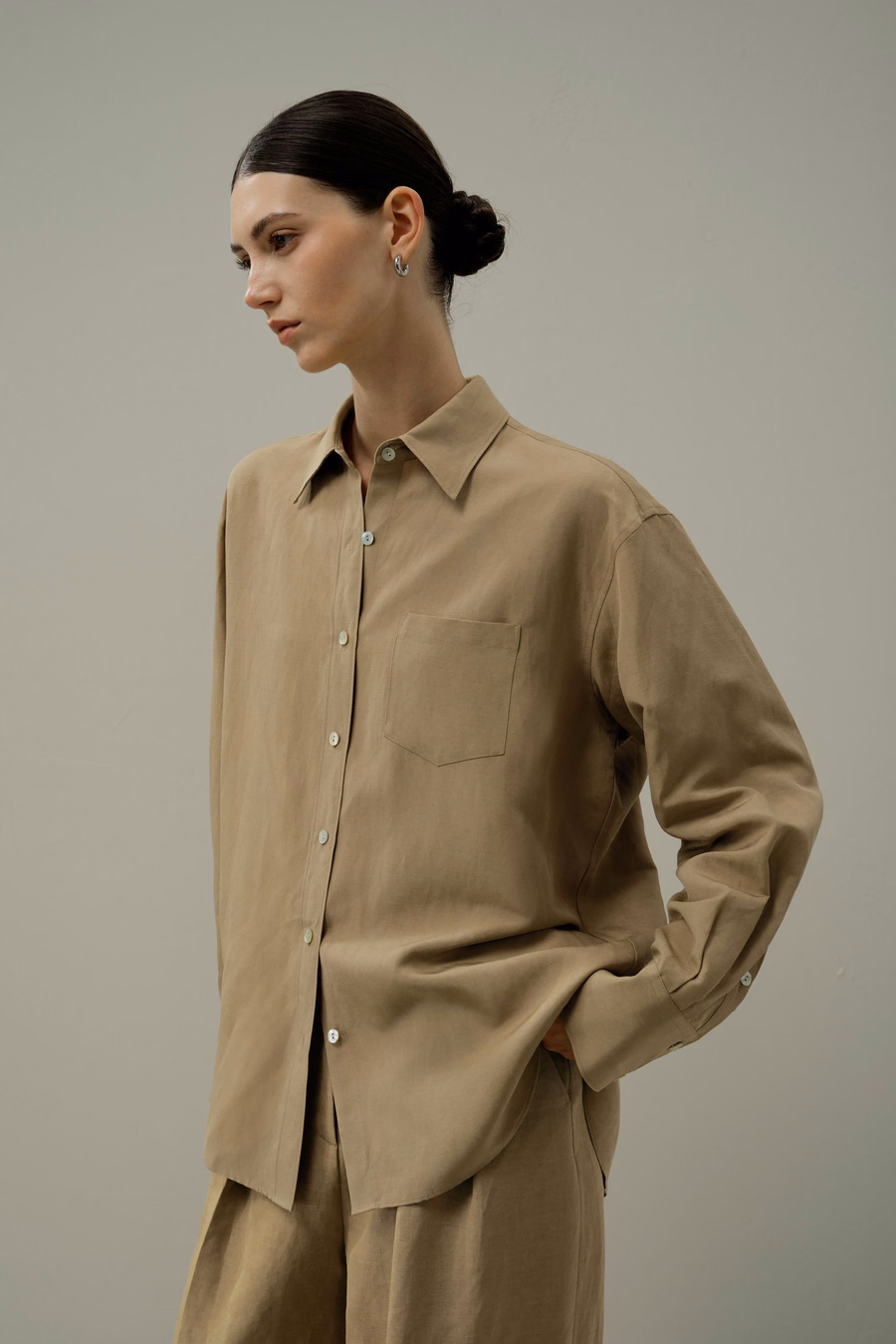 Chemise Oversize en Mélange Soie-Lin