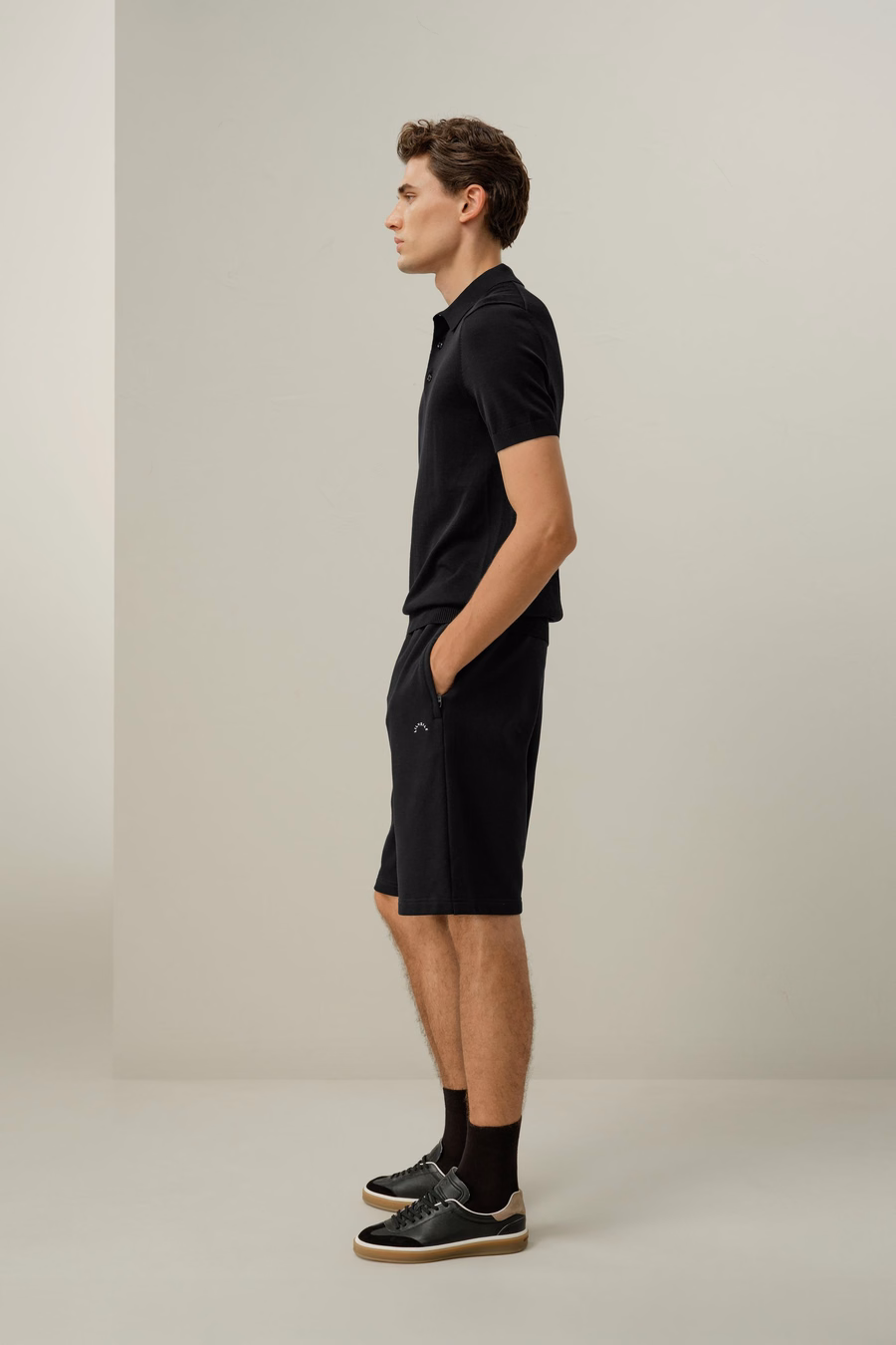 Polo Regular-Fit en Soie-Coton à Col en V