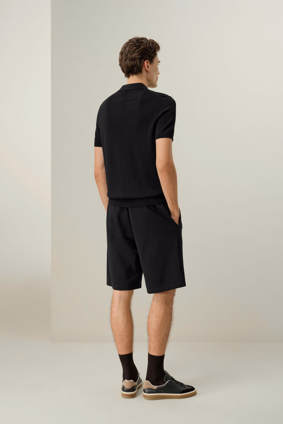 Polo Regular-Fit en Soie-Coton à Col en V