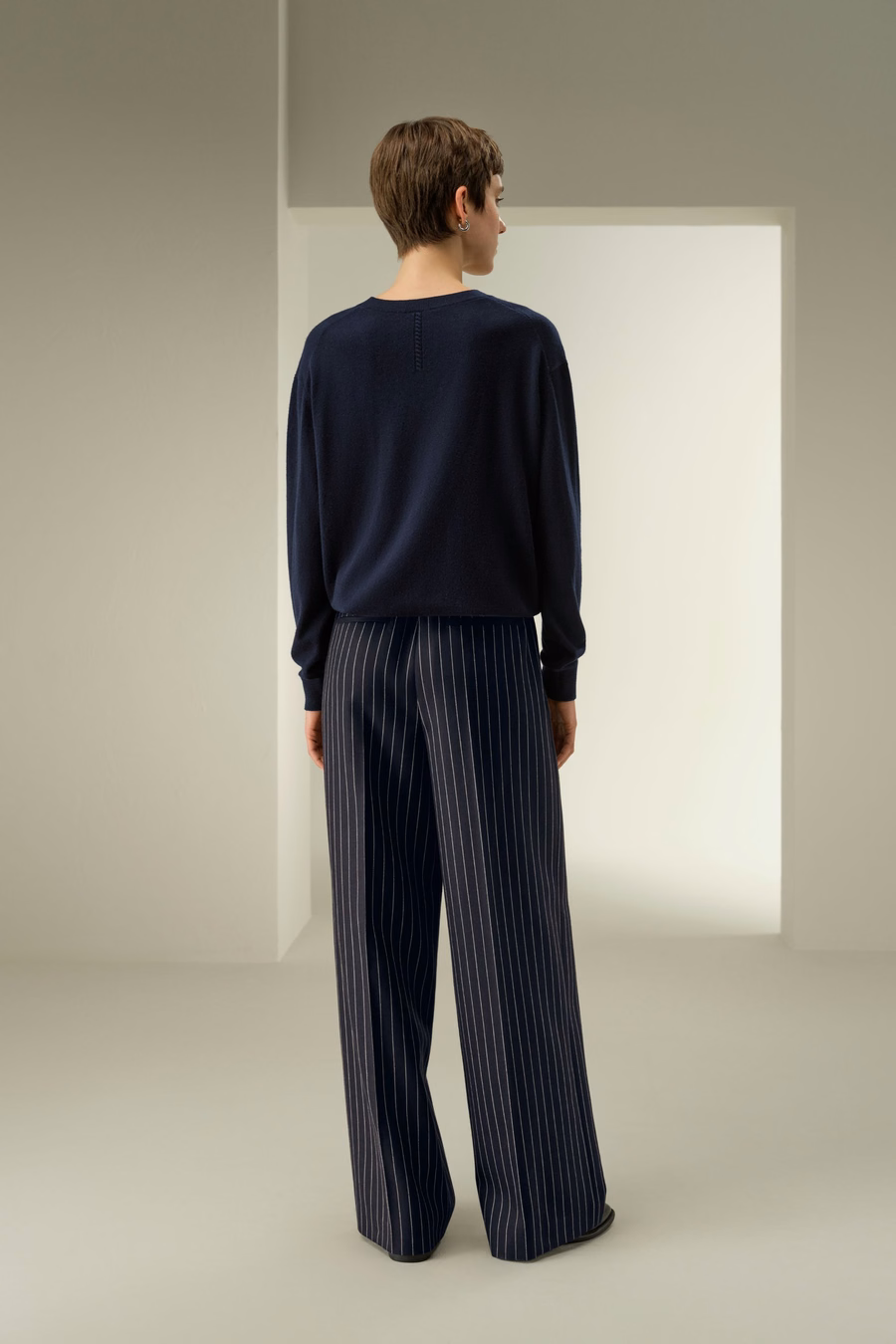 Pantalon à rayures larges en mélange de laine