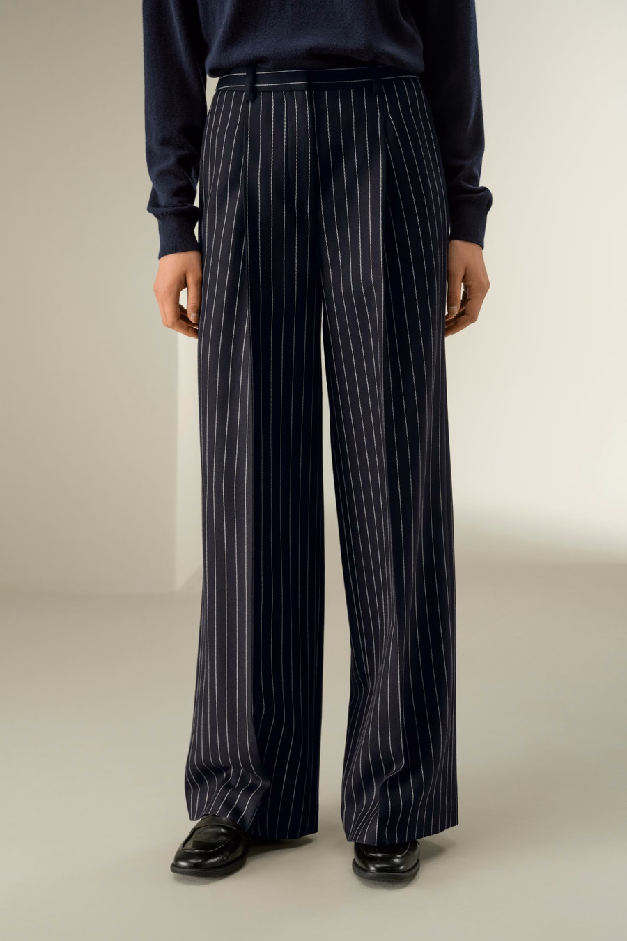Pantalon à rayures larges en mélange de laine