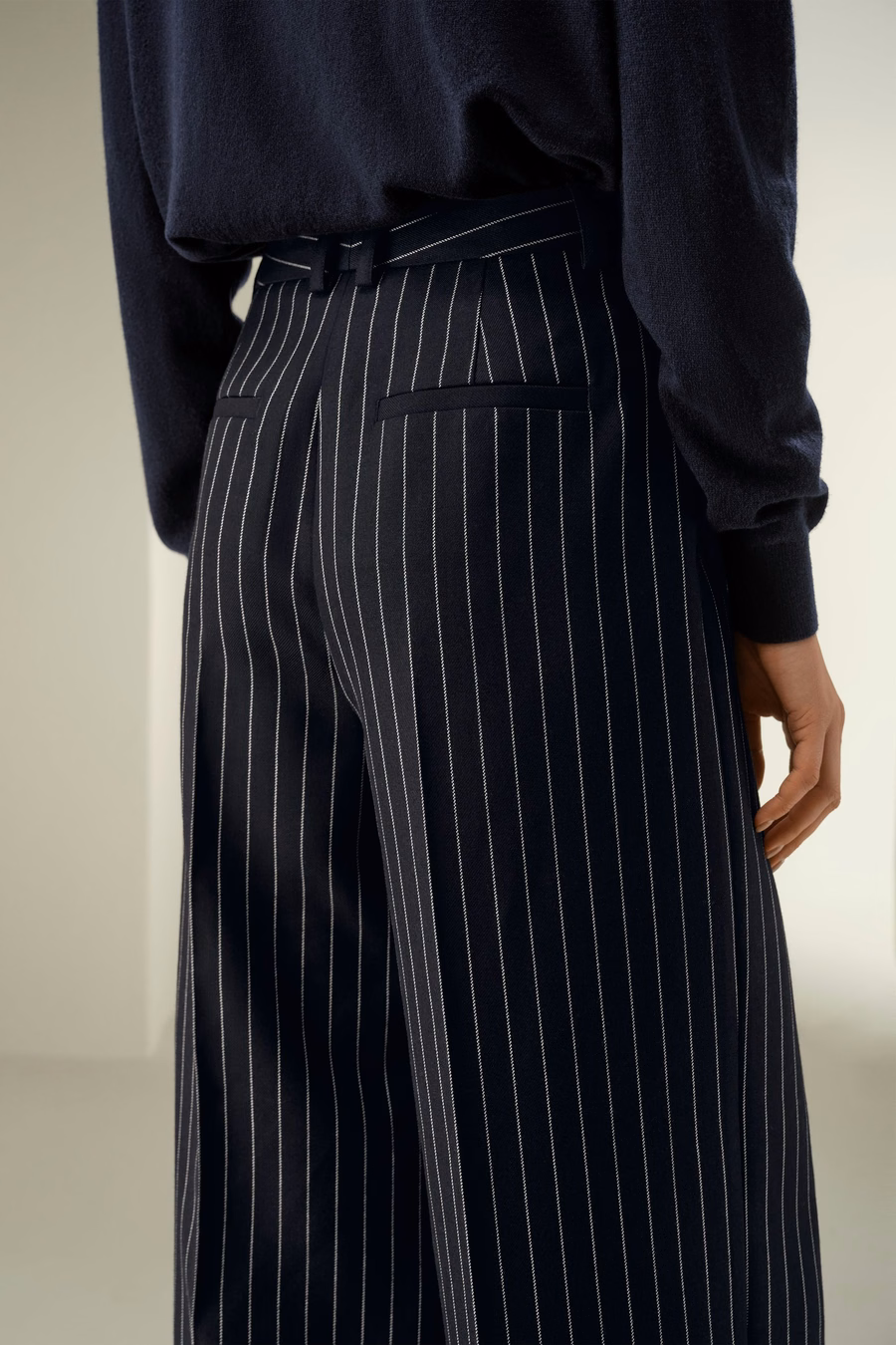 Pantalon à rayures larges en mélange de laine