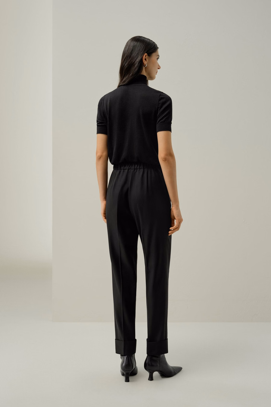 Pantalons en soie et laine à plis avant
