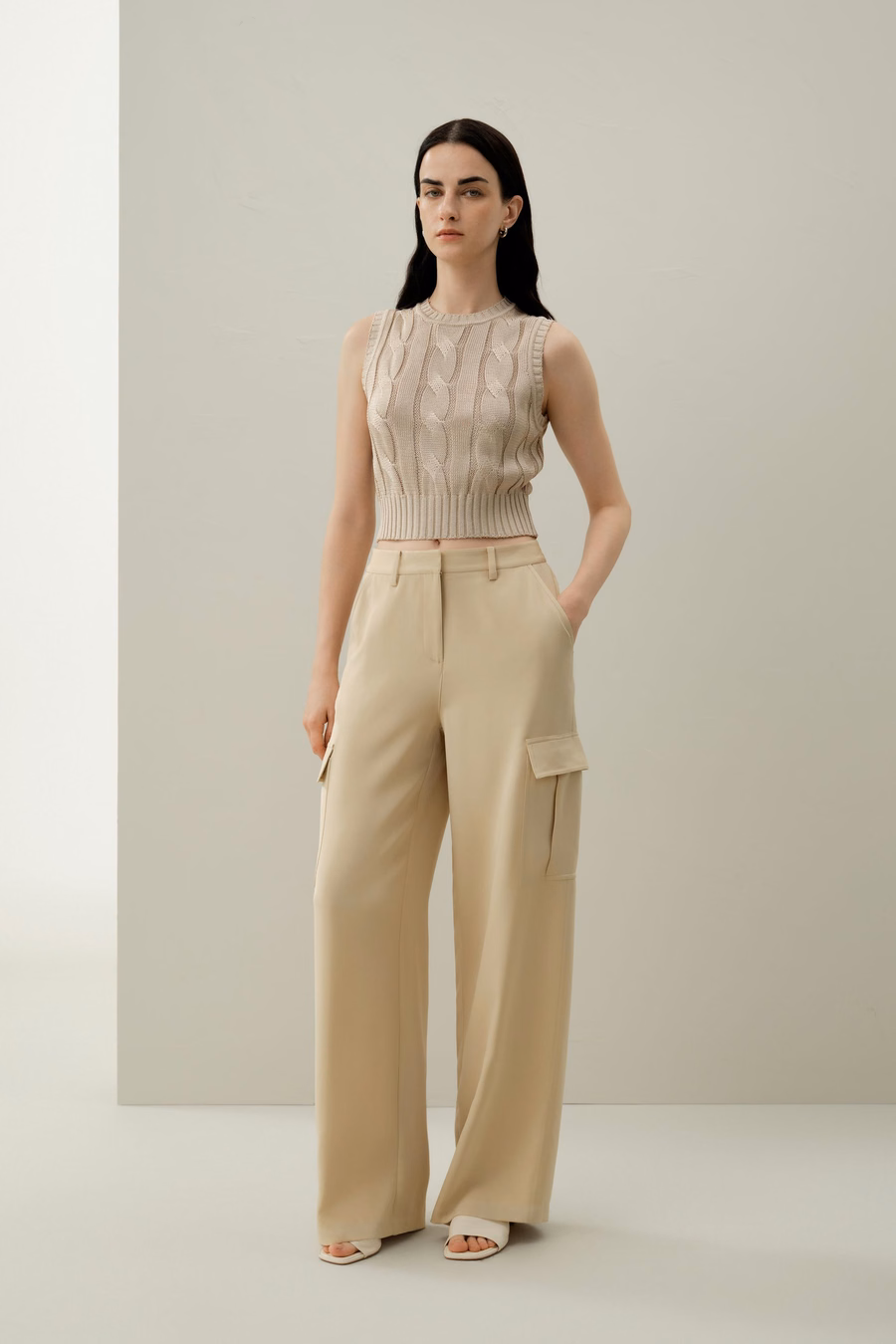Pantalons Cargo en Crêpe de Soie