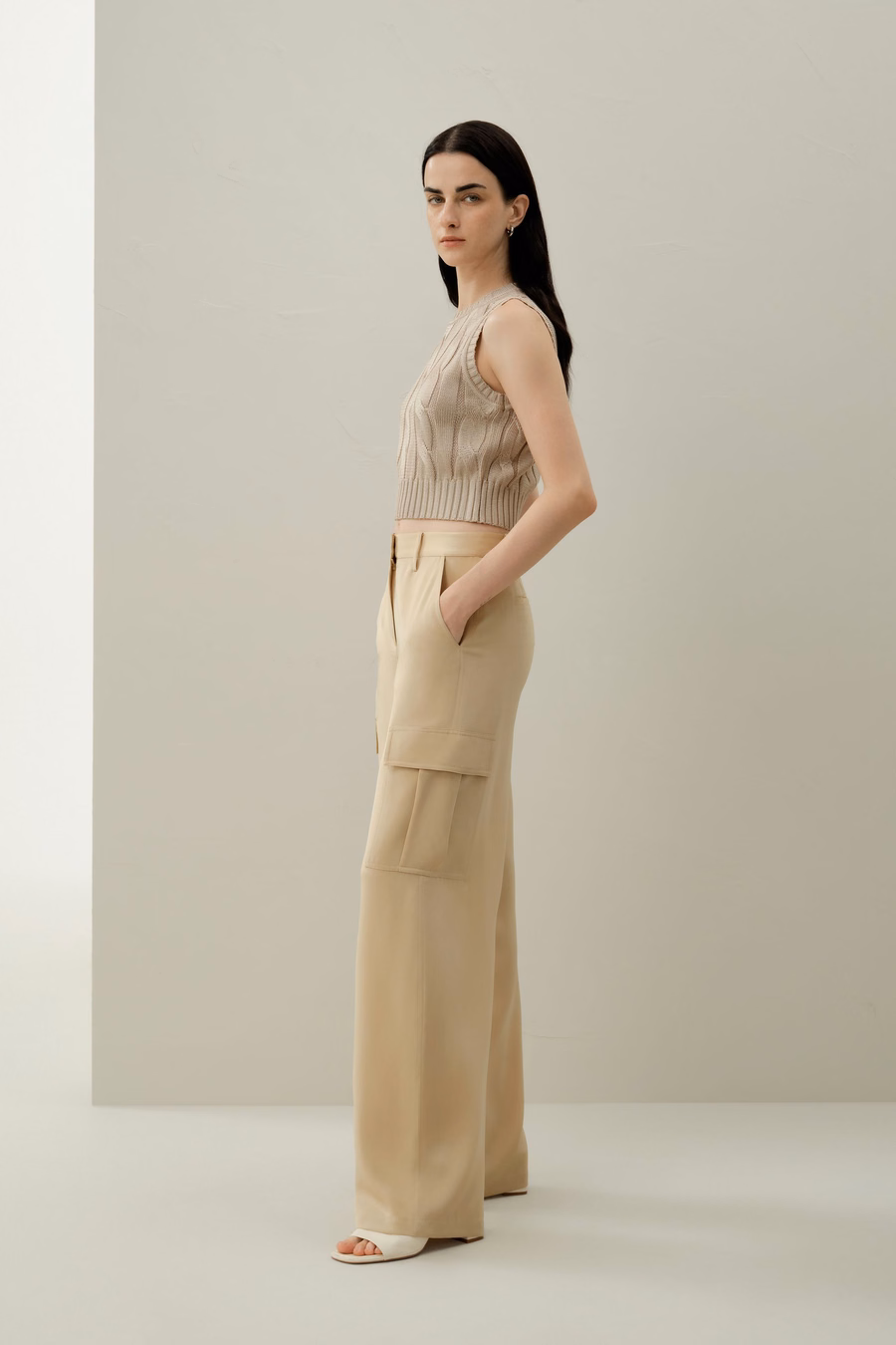 Pantalons Cargo en Crêpe de Soie