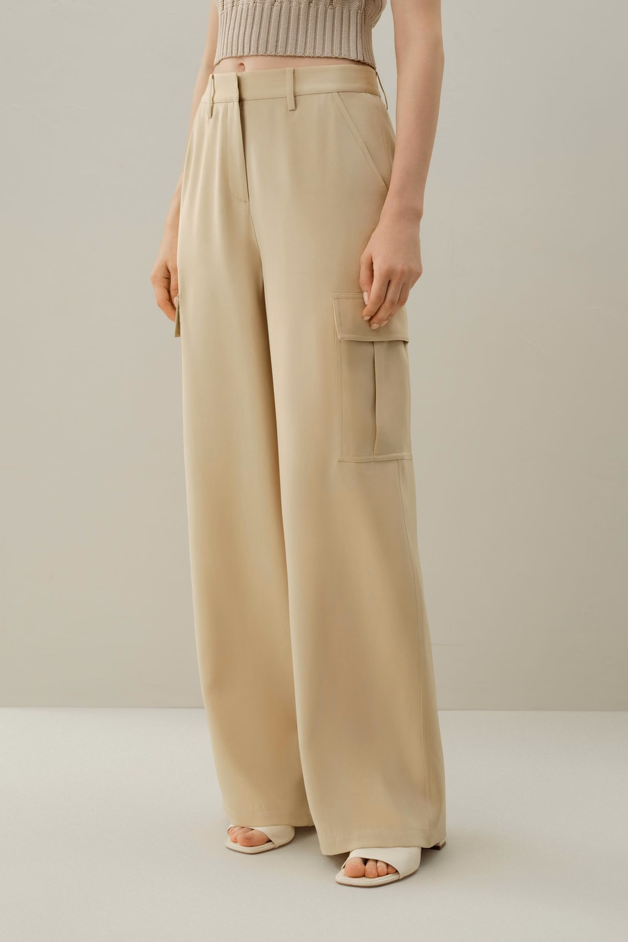 Pantalons Cargo en Crêpe de Soie