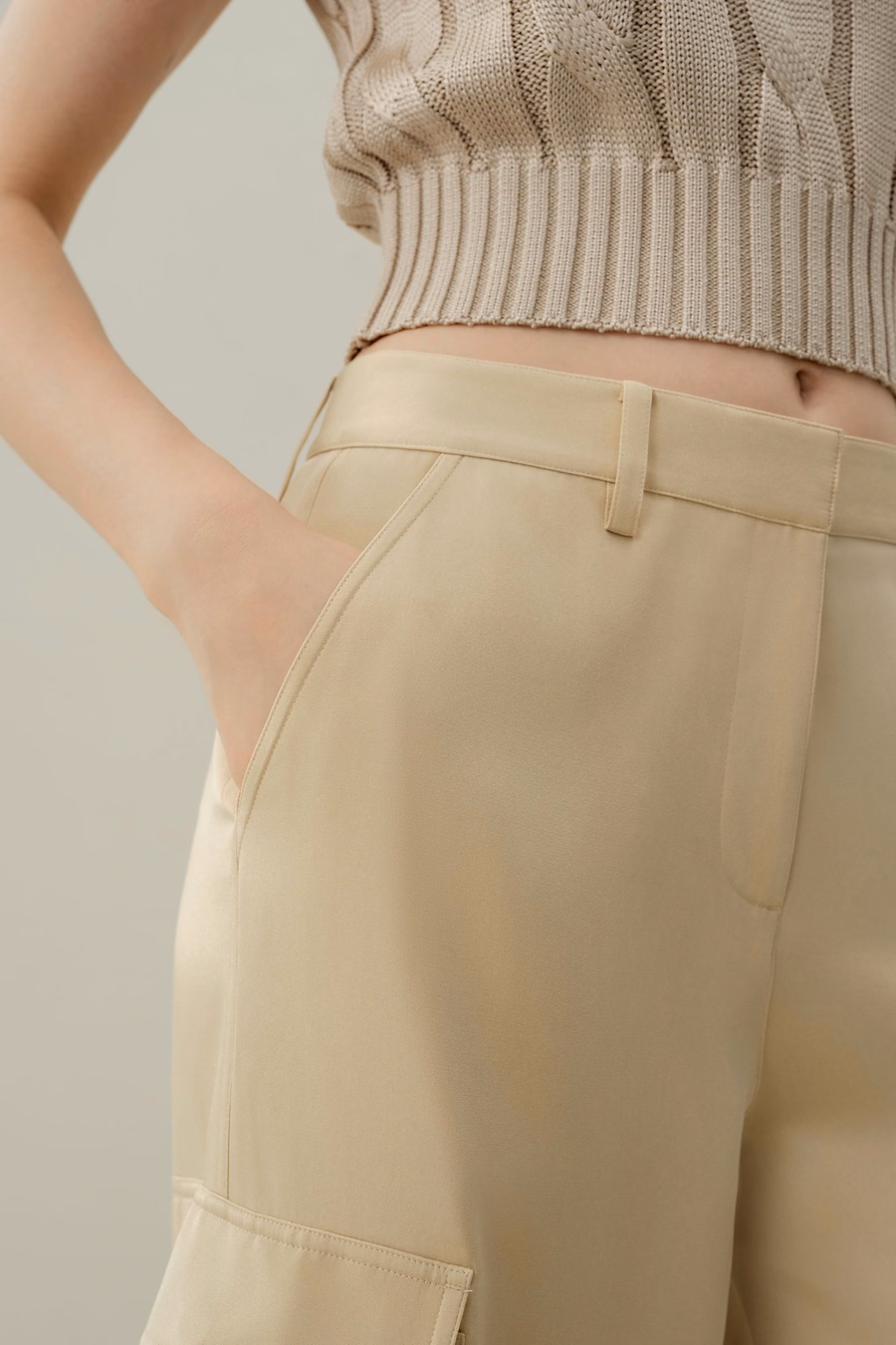 Pantalons Cargo en Crêpe de Soie