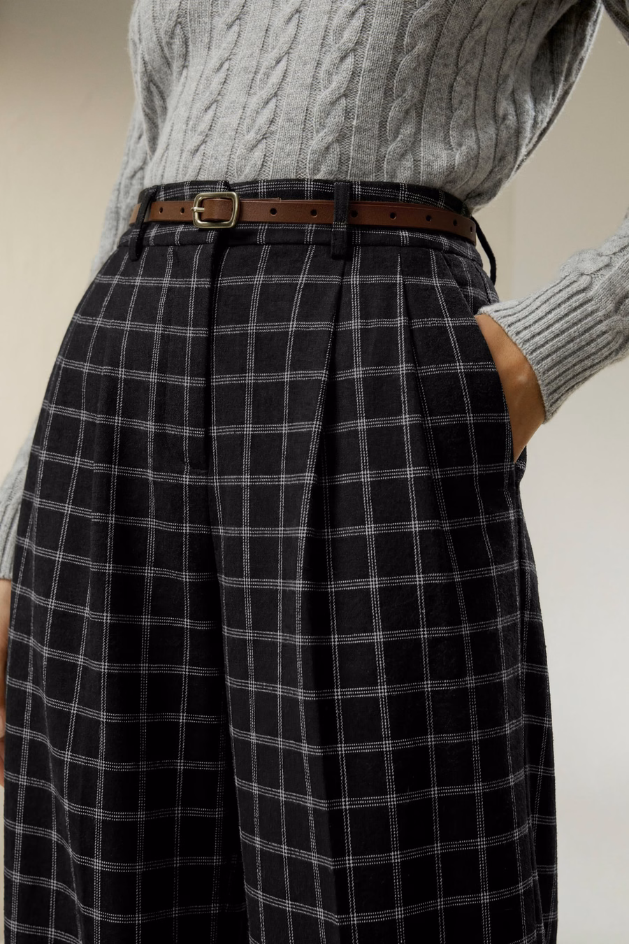 Pantalons de costume en soie-laine à jambes larges