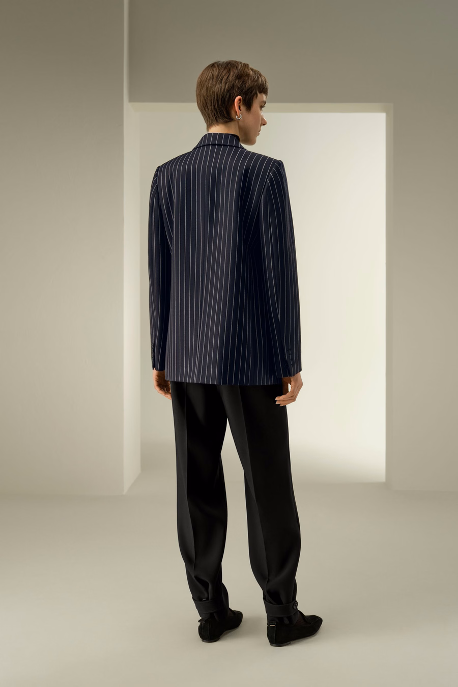 Veste de costume rayée à boutonnage simple