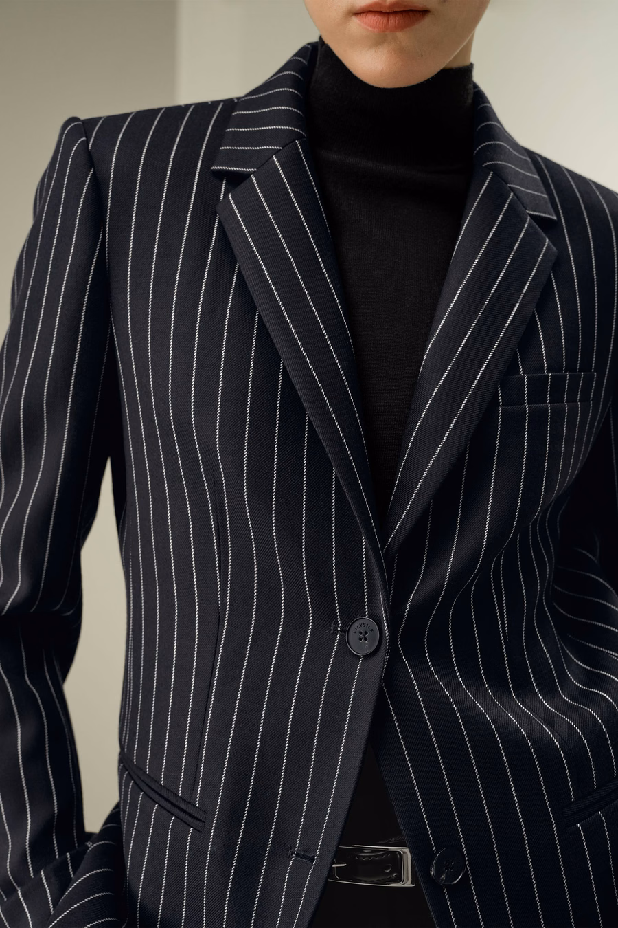 Veste de costume rayée à boutonnage simple