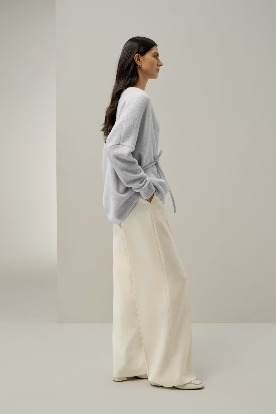 Cardigan en cachemire-soie tricoté bouclé