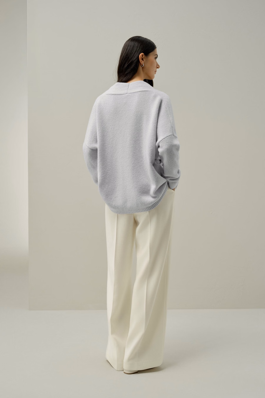 Cardigan en cachemire-soie tricoté bouclé
