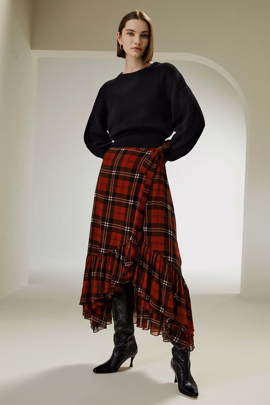 Pull en laine mérinos à col rond et épaules tombantes
