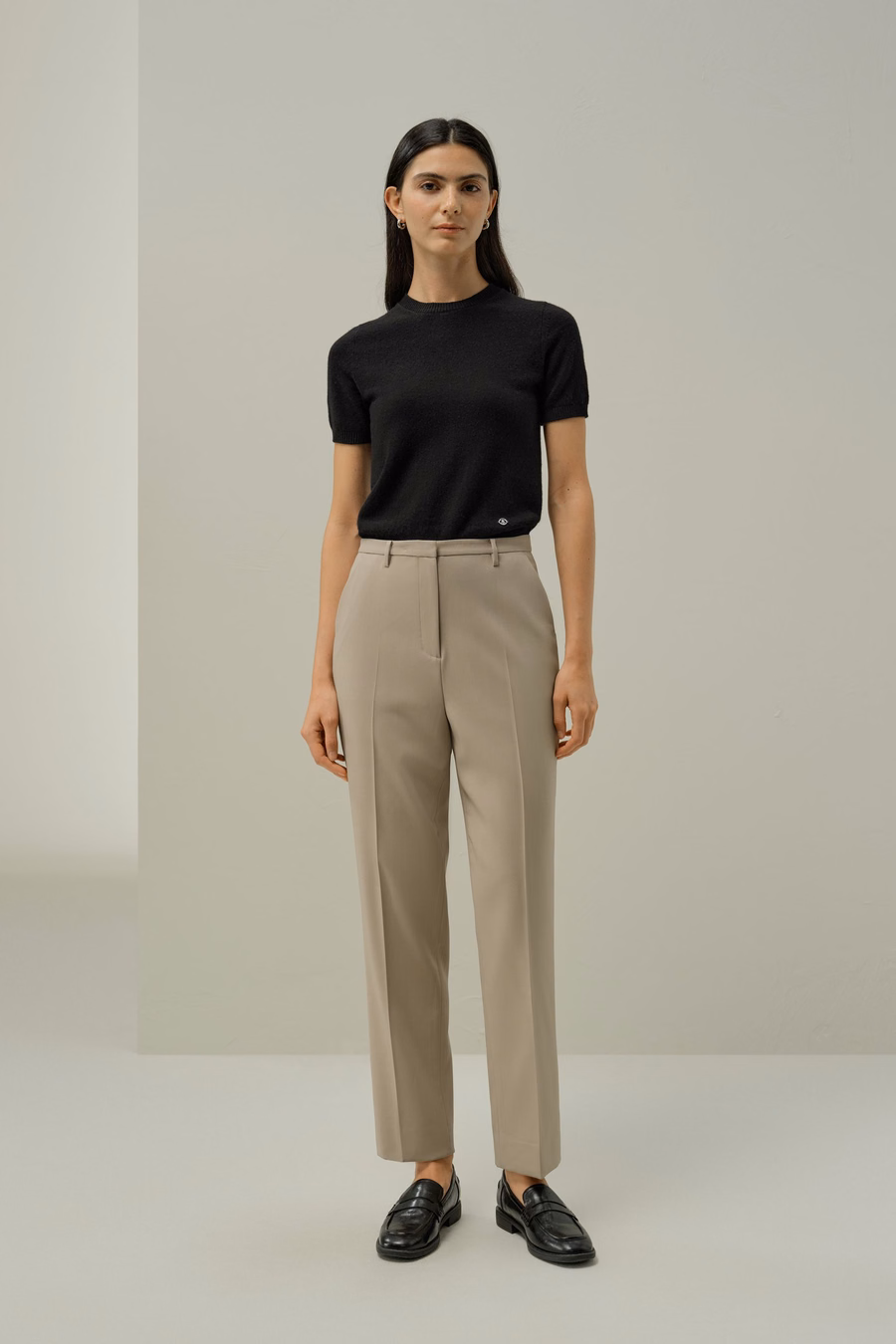 Pantalon slim en mélange de soie et de laine