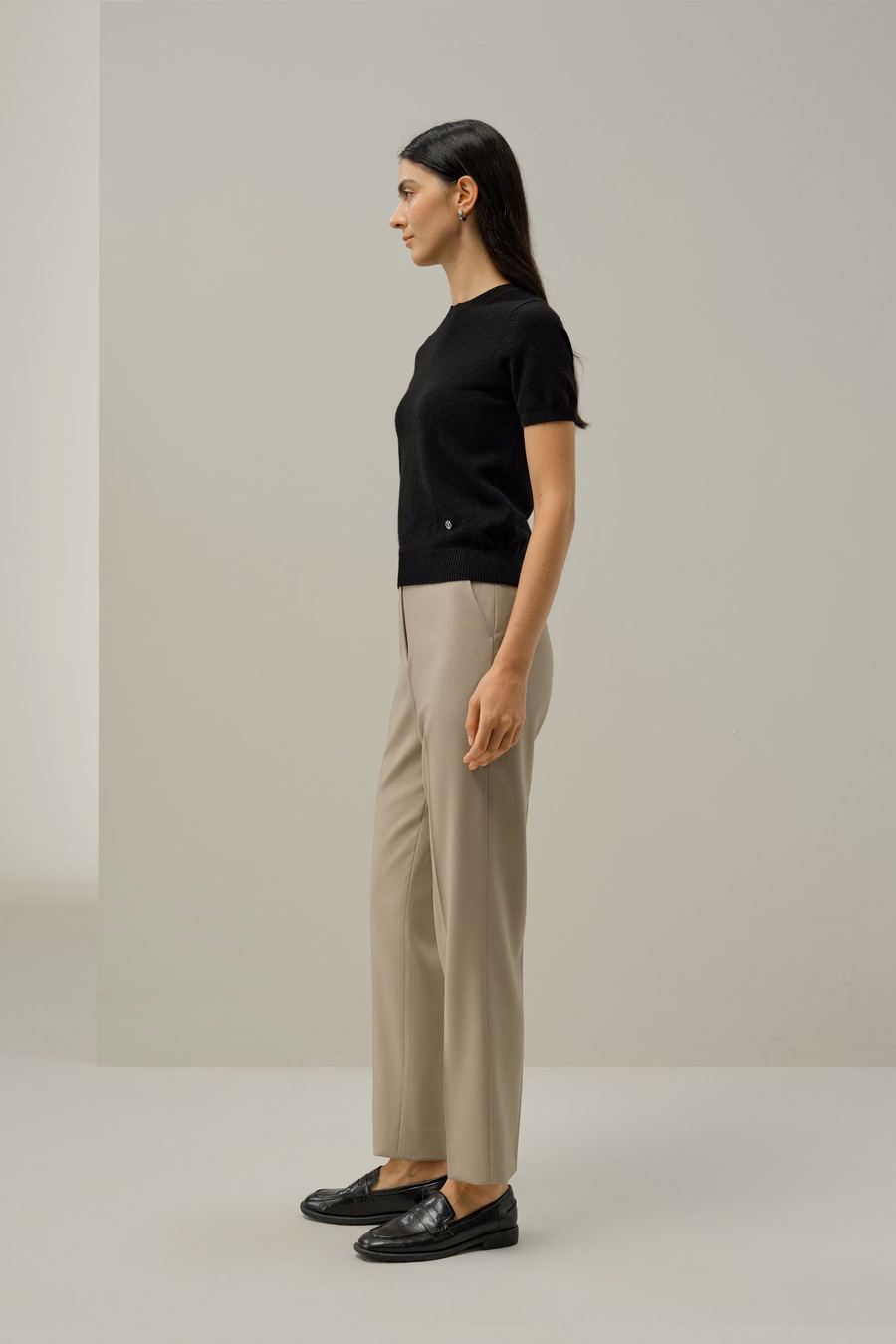 Pantalon slim en mélange de soie et de laine