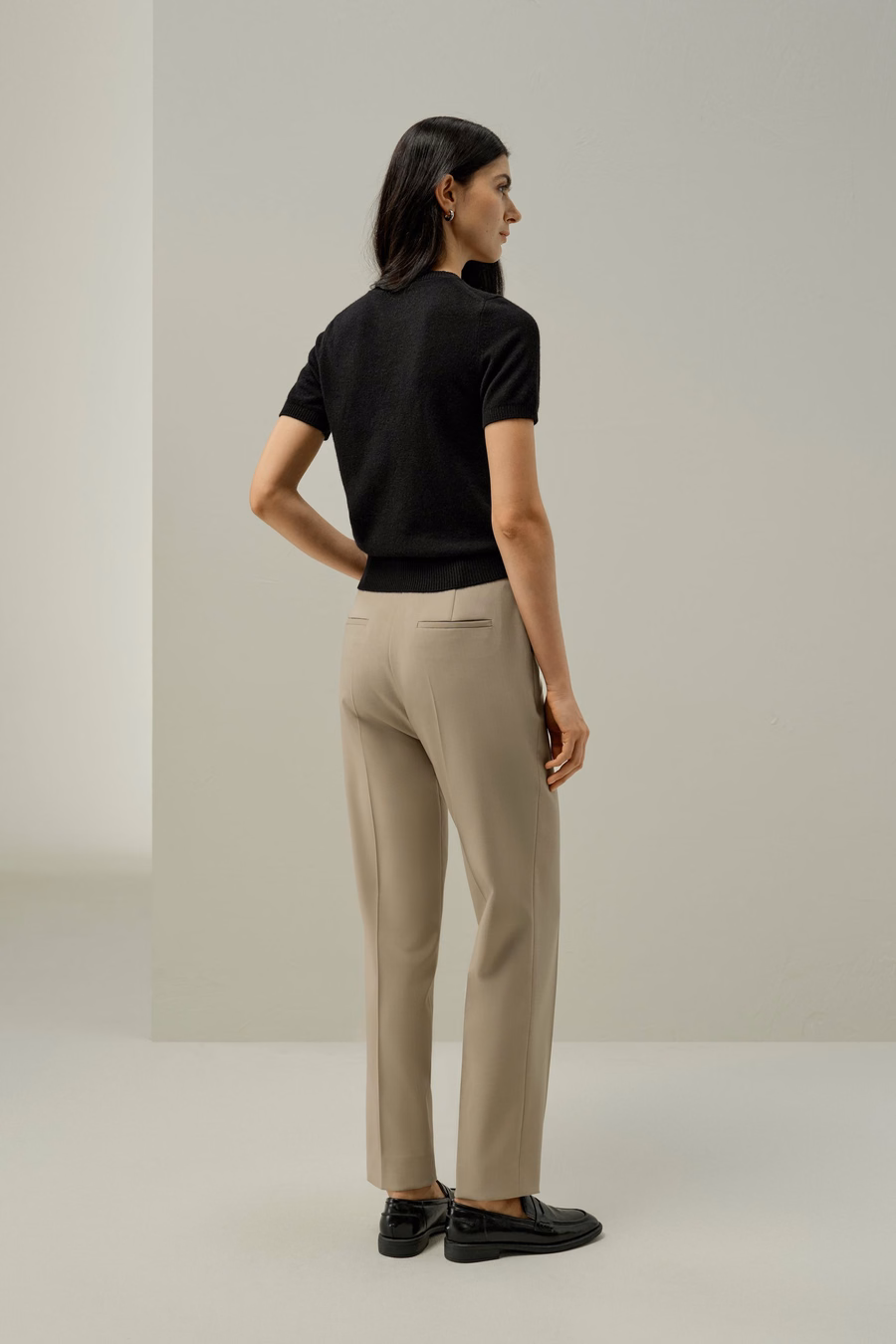 Pantalon slim en mélange de soie et de laine