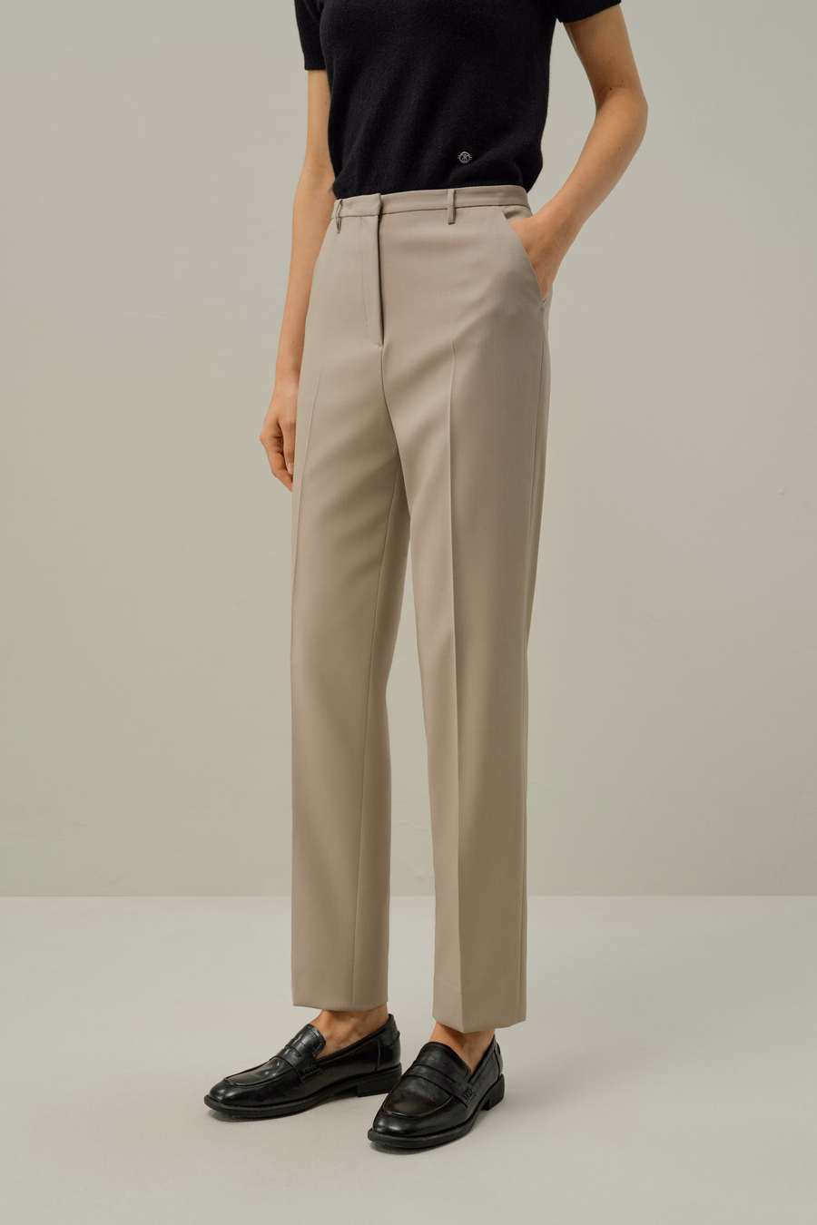 Pantalon slim en mélange de soie et de laine