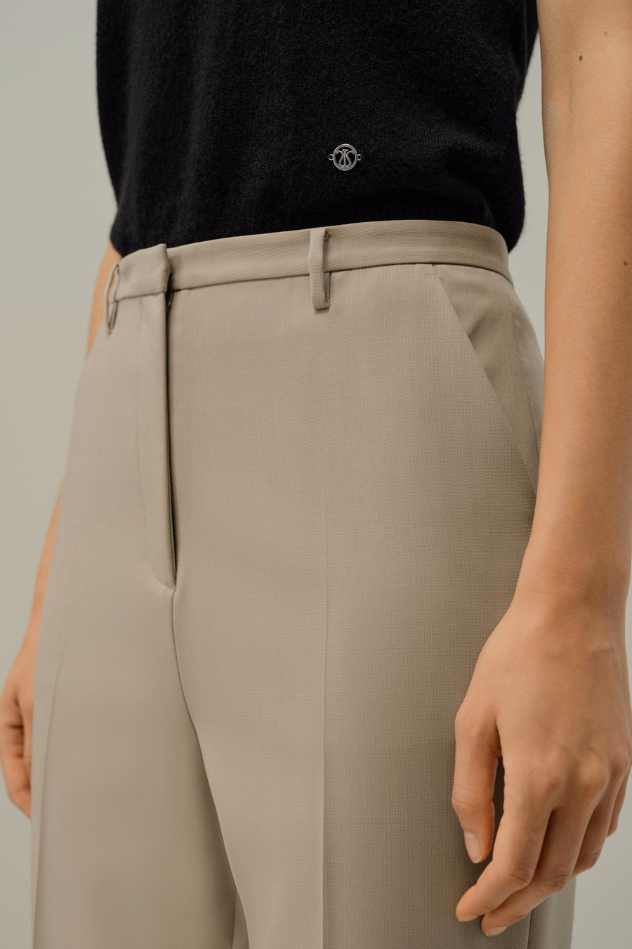 Pantalon slim en mélange de soie et de laine