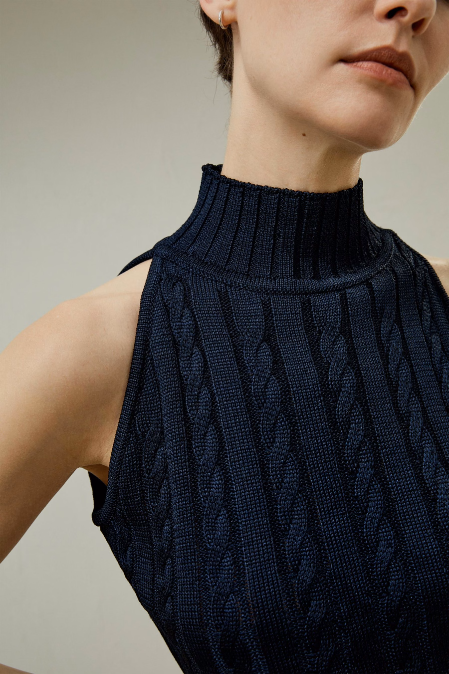 Pull sans manches en soie sauvage