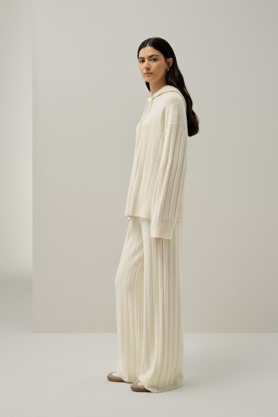 Pantalons à jambes larges côtelés