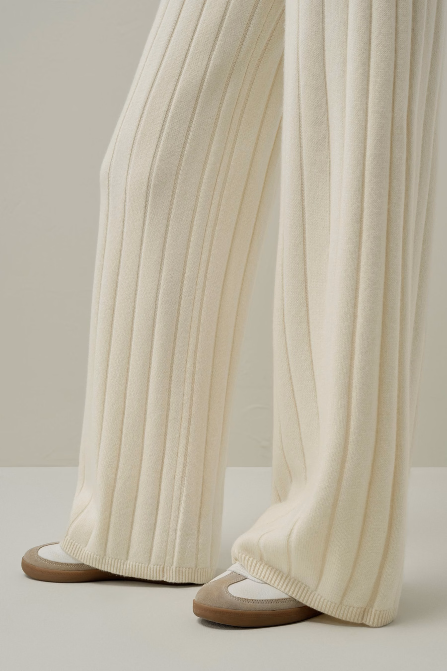 Pantalons à jambes larges côtelés