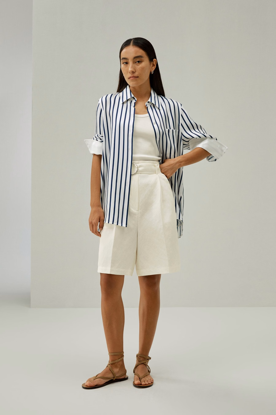 Chemise en soie Palma Rayée surdimensionnée