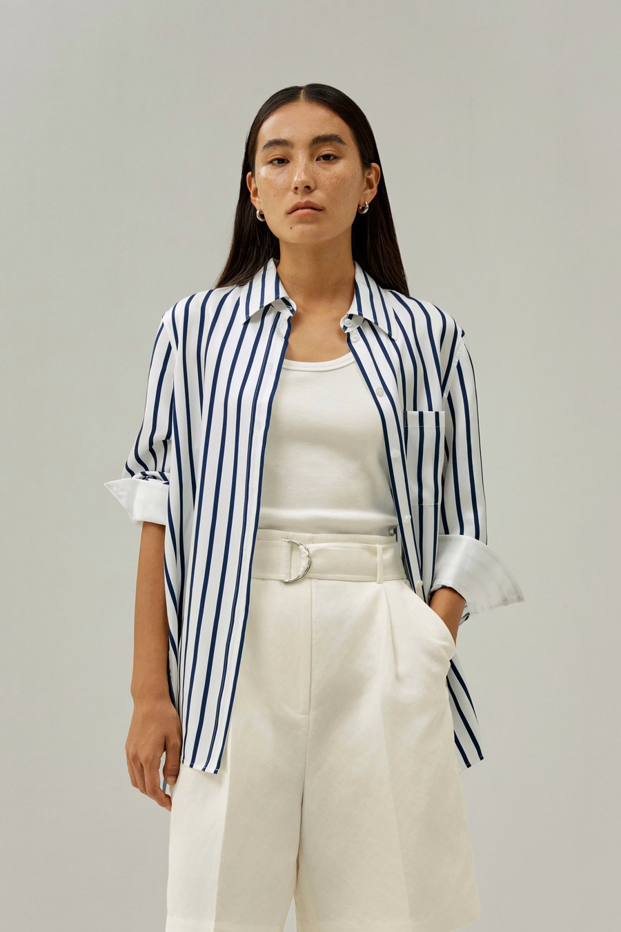 Chemise en soie Palma Rayée surdimensionnée
