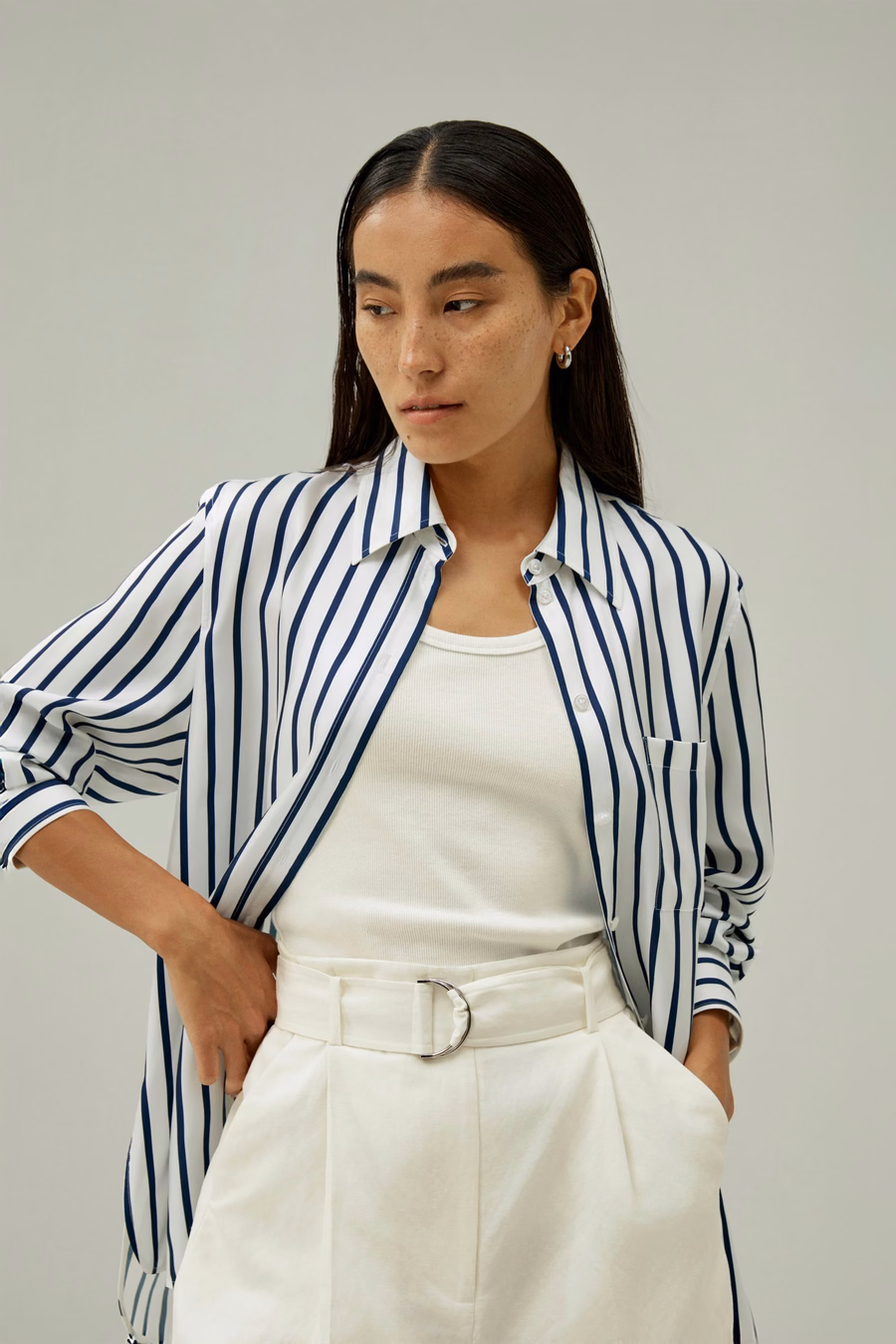 Chemise en soie Palma Rayée surdimensionnée