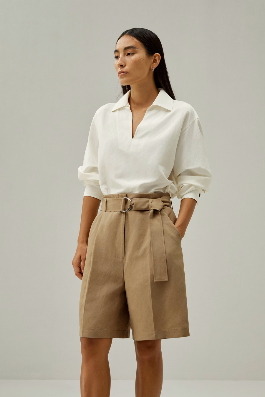 Shorts Bermuda en mélange soie-lin Chic