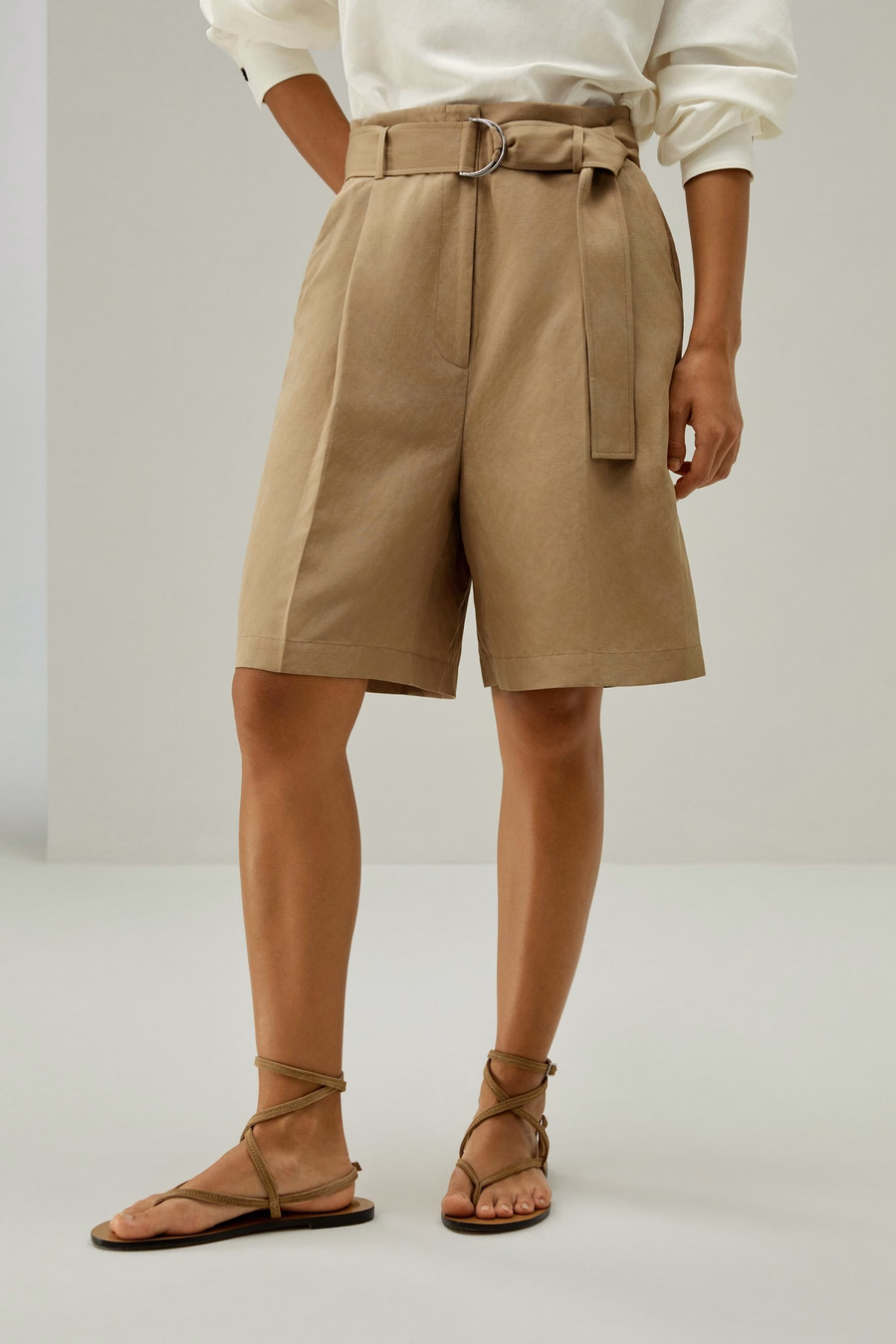 Shorts Bermuda en mélange soie-lin Chic