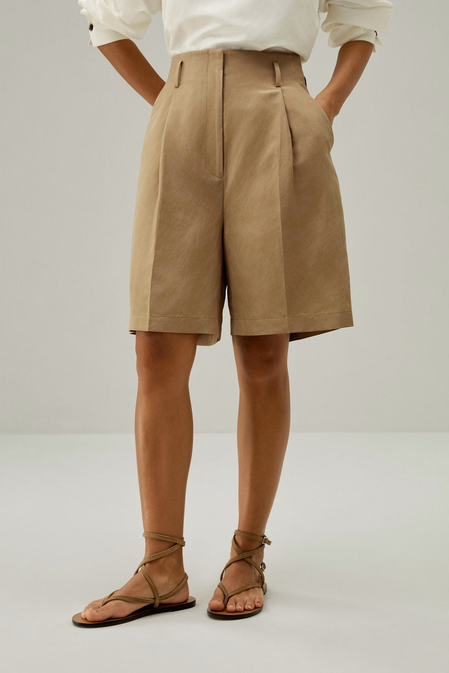 Shorts Bermuda en mélange soie-lin Chic