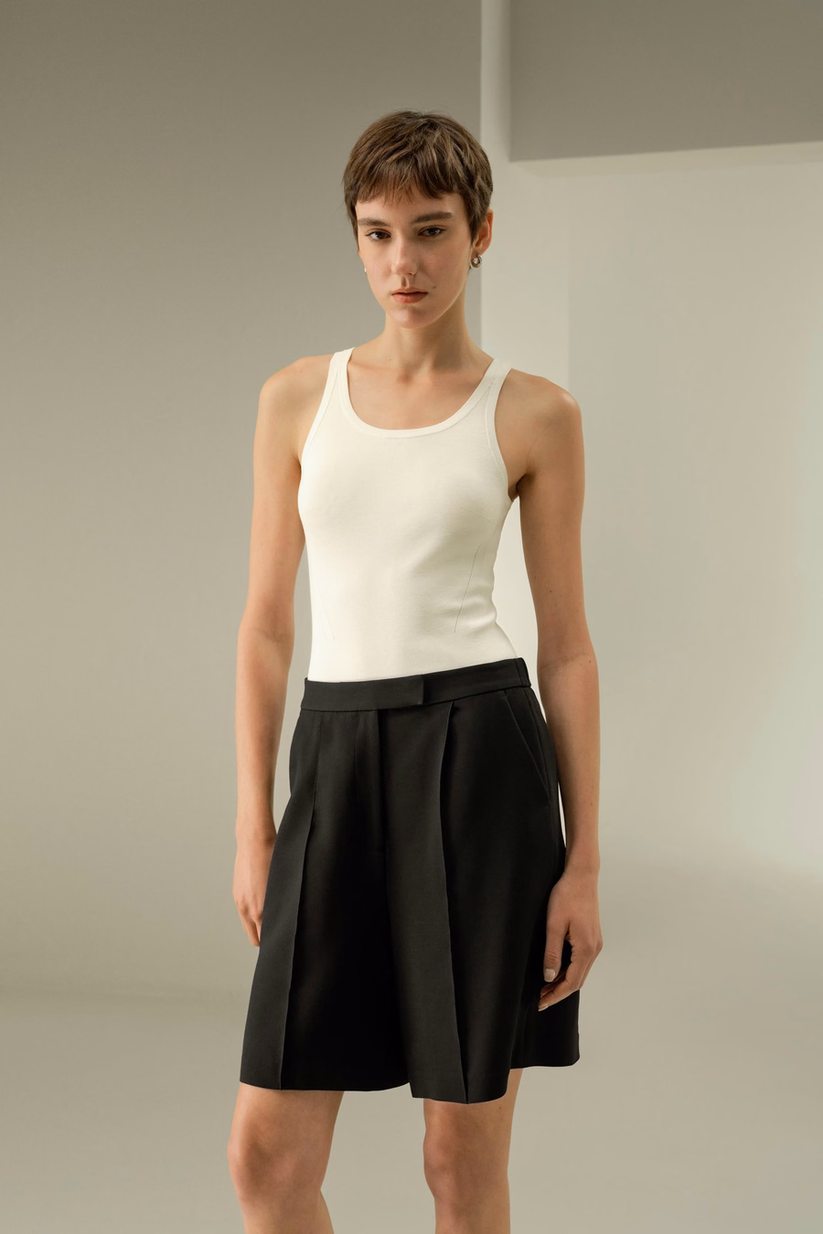 Silk-Wool Blend Polished Shorts
