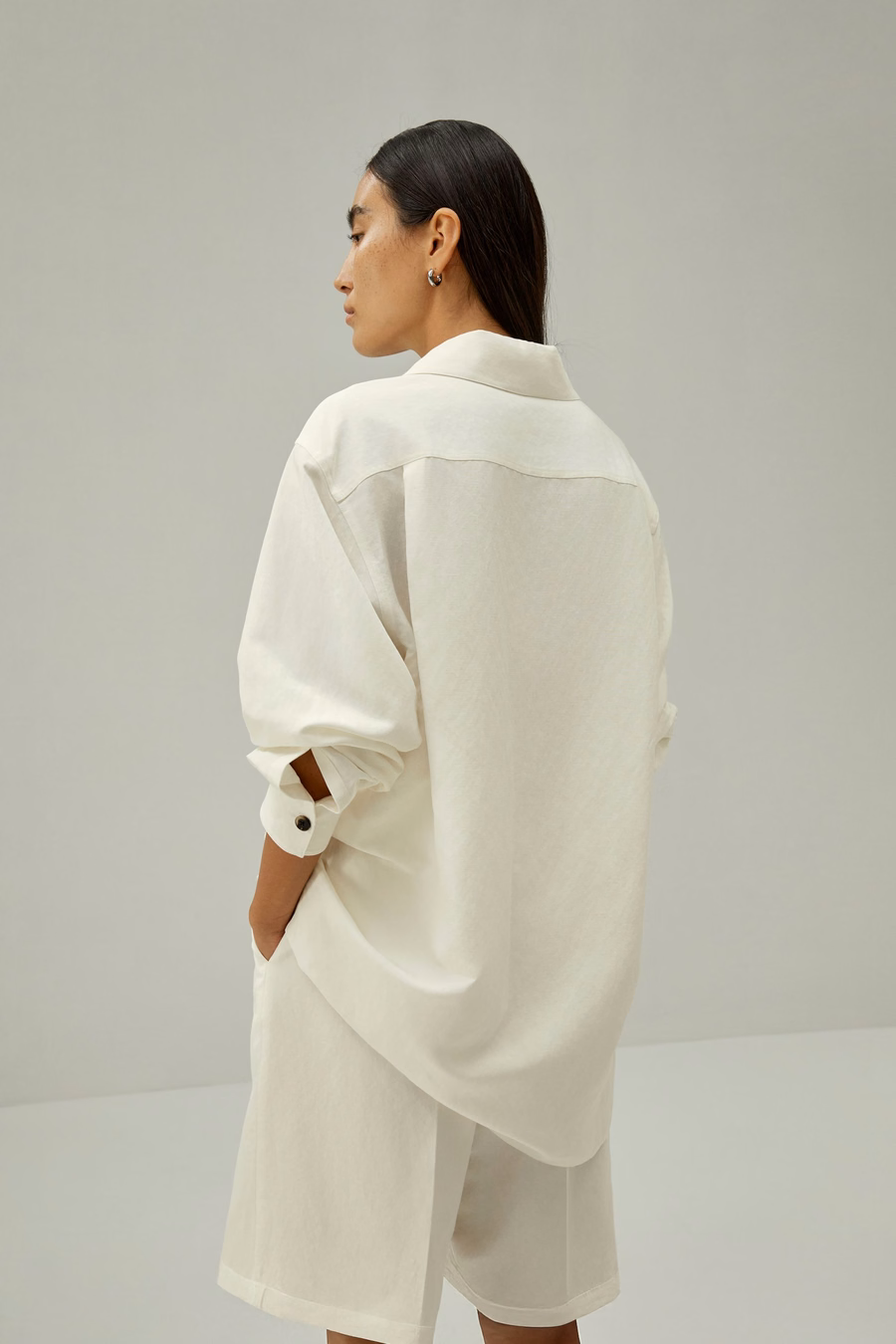 Chemise Oversize en Mélange Soie-Lin