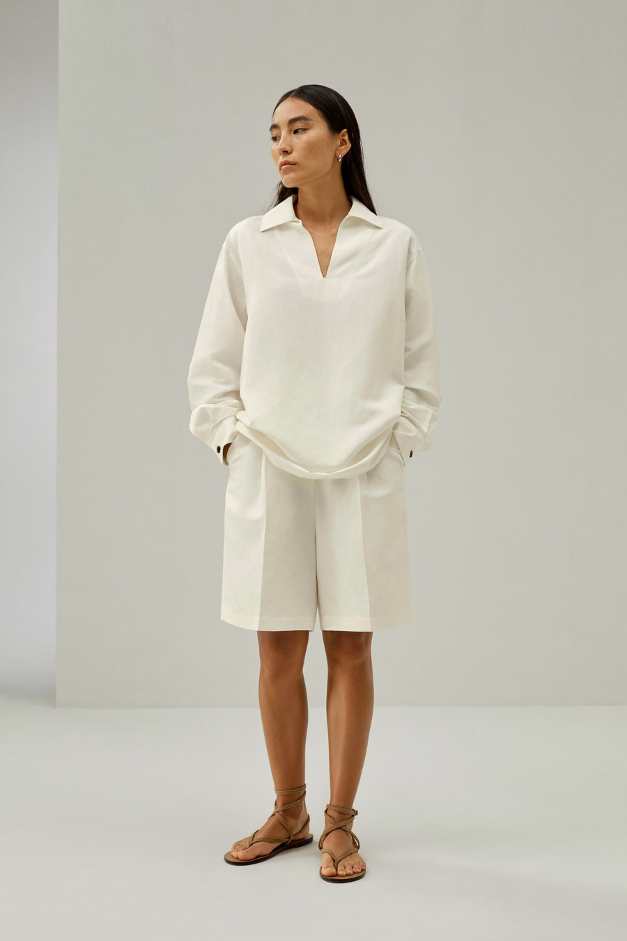 Chemise Oversize en Mélange Soie-Lin
